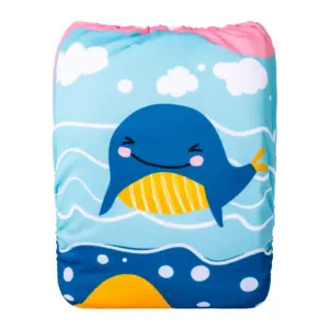 Pañal de Tela Unitalla Alva Baby - Est de Edición Especial - Ballena
