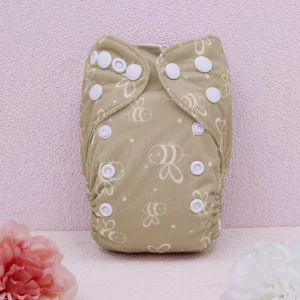 Pañal de Tela Recién Nacido Alva Baby - Todo en 1 - Abejas Beige