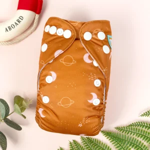 Pañal de Tela Recién Nacido Alva Baby - Todo en 1 - Planetas Mostaza